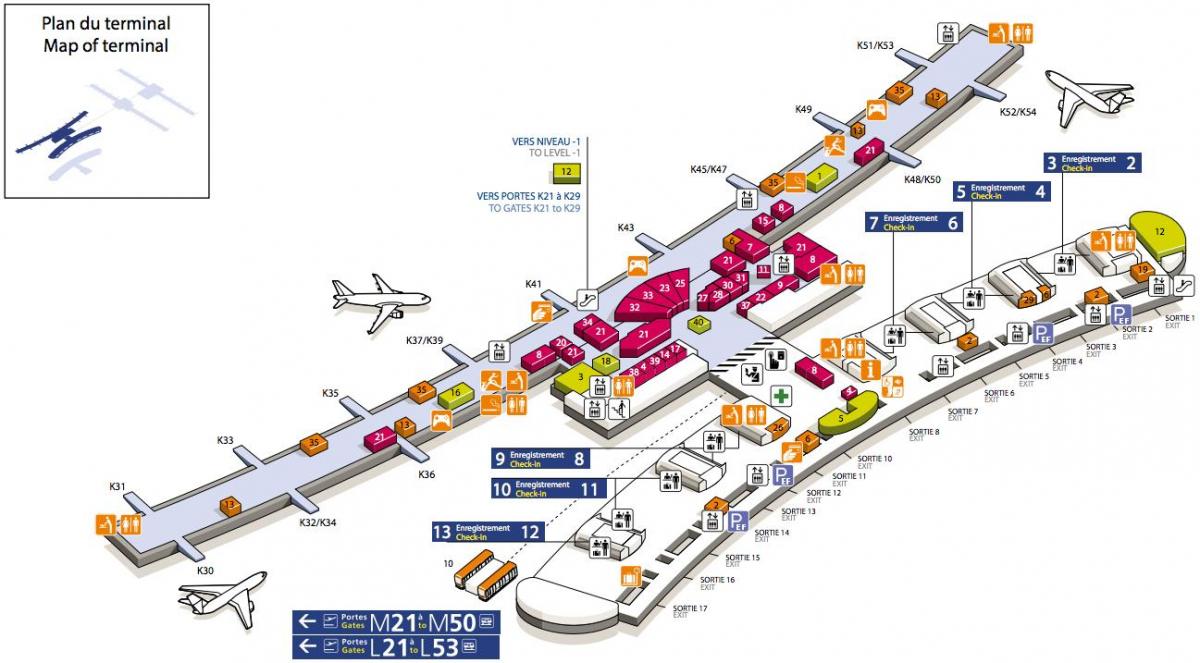 Kart Şarl-de-голь terminal 2ci aeroportunun