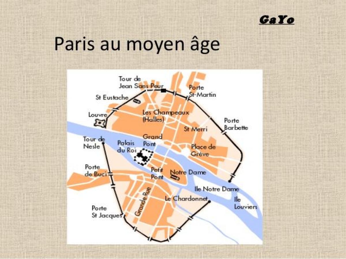 Paris xəritəsi Orta əsrlərdə