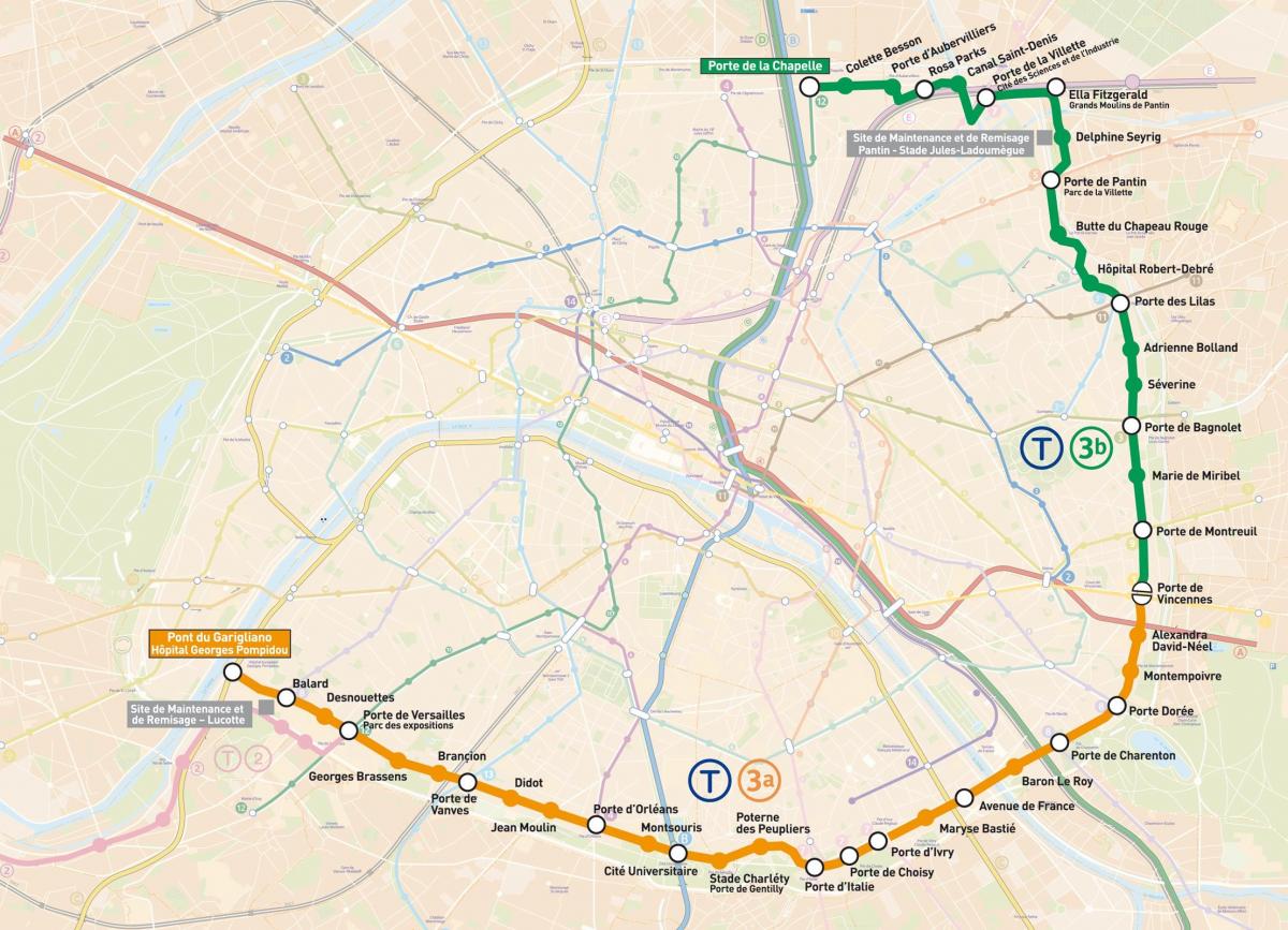 Paris xəritəsi tramvay